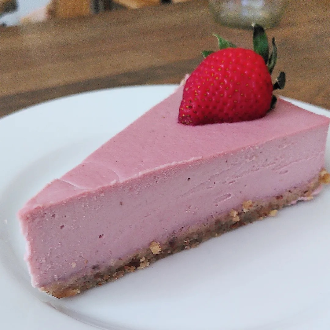 Pink cheesecake close-up